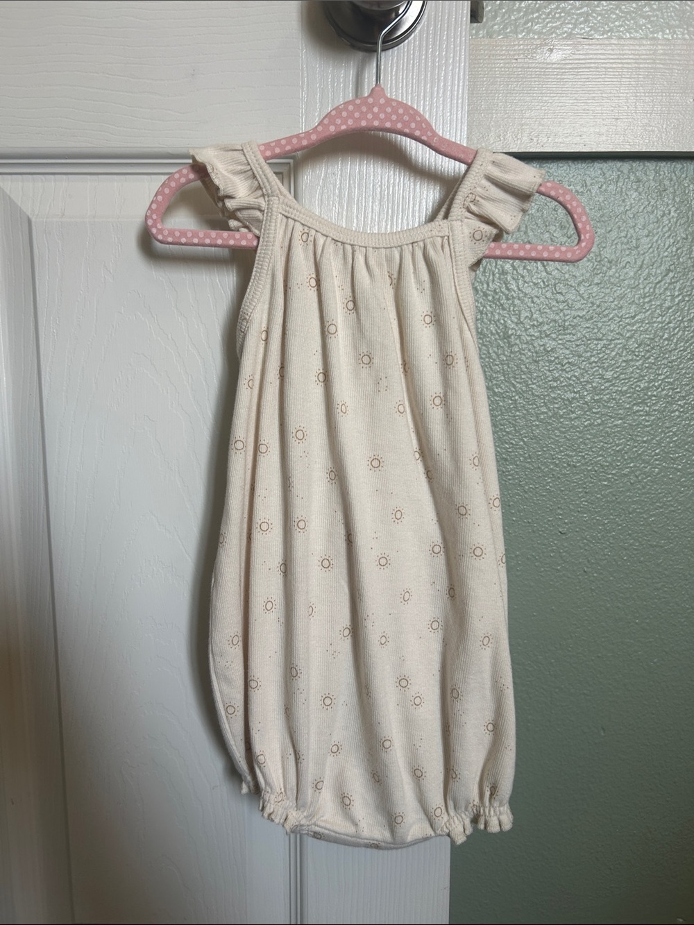 Quincy Mae Cream Romper with Tiny Sunprint